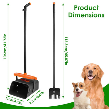 Pooper Scooper Kit Dog Poop Rake & Swiveling Bin Poop Heavy Duty Pick Up Tool with Extra Long Handle 35 Waste Bags Dispenser - Discount Msrp 