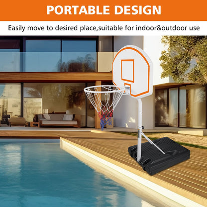 Poolside Basketball Hoop Portable Swimming Pool Basketball System Height Adjustable 3.1ft-4.7ft with 36" Backboard for Indoor Outdoor Use Orange - Discount Msrp 