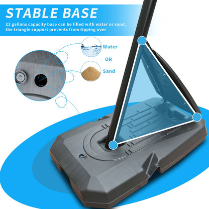 Use for Outdoor Height Adjustable 7.5 to 10ft Basketball Hoop 44 Inch Backboard Portable Basketball Goal System with Stable Base and Wheels - Discount Msrp 
