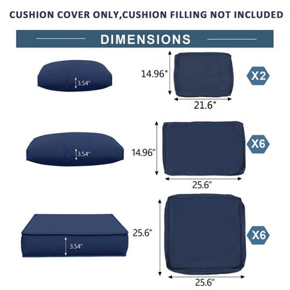 14 PCS Outdoor Cushions for Patio Furniture Replacement, Patio Furniture Cushions with Sponge, Deep Seat Patio Cushions(NAVY BLUE)[Temu is banned, can not be shipped on weekends, order carefully] - Discount Msrp 