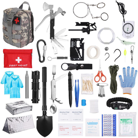 125Pcs Survival Kits Professional Emergency Survival Gear Tactical First Aid Kit Supplies for Outdoor Adventure Camping Hiking Hunting - Discount Msrp 