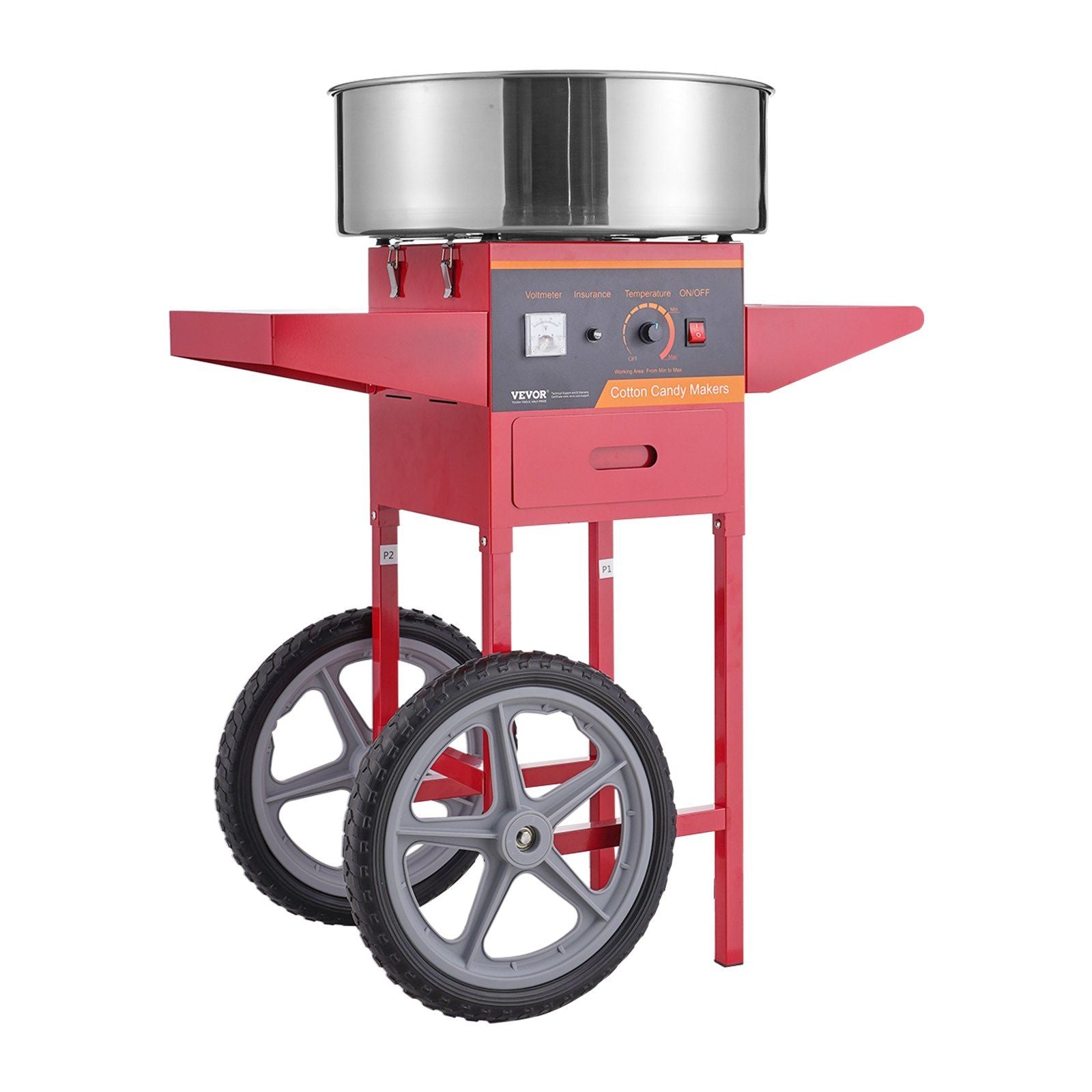 VEVOR Electric Cotton Candy Machine with Cart, 1000W Commercial Candy Floss Maker with Stainless Steel Bowl, Sugar Scoop and Drawer, Perfect for Home, Kids Birthday, Family Party, Red - Discount Msrp 