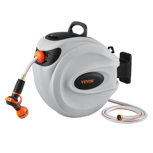 VEVOR Retractable Hose Reel Water Hose Reel 65'x5/8" 180° Swivel Wall-Mounted - Discount Msrp 