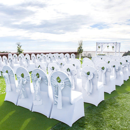 VEVOR Stretch Spandex Folding Chair Covers, Universal Fitted Chair Cover, Removable Washable Protective Slipcovers, for Wedding, Holiday, Banquet, Party, Celebration, Dining (50PCS White) - Discount Msrp 