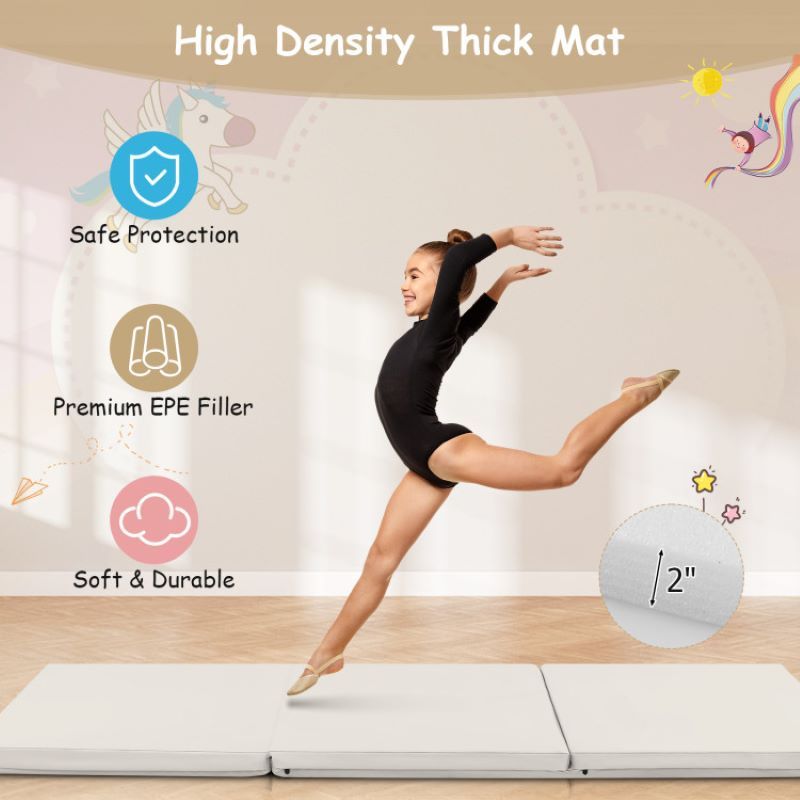 Portable Tri-Fold Gym Mat with Handles for Yoga - Discount Msrp 