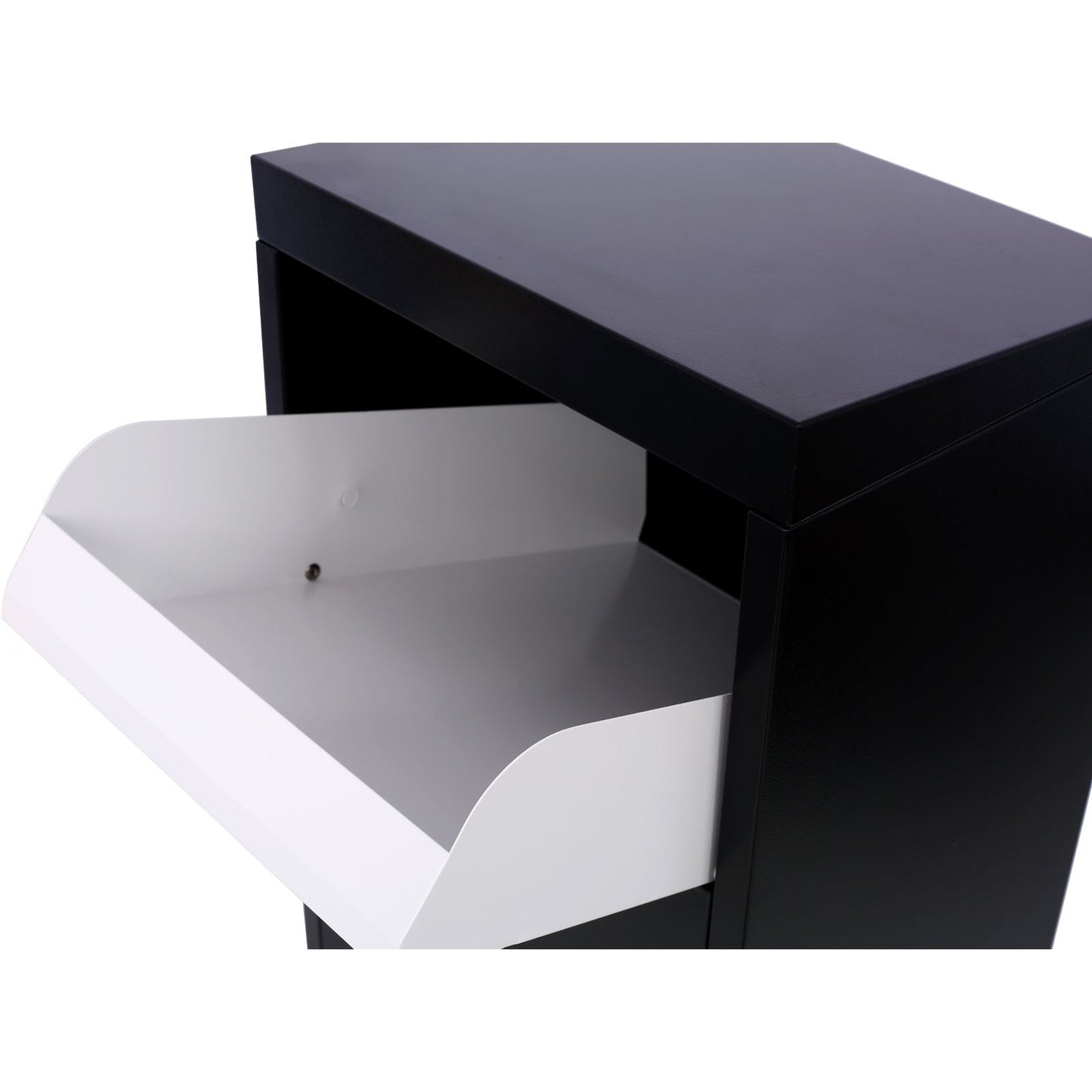 Package Delivery Box, 14'' x 11.3'' x 42'', Galvanized Steel Parcel Mailbox w/Code Lock & Mounting Hardware, for Outdoor Porch, Curbside, Black and White - Discount Msrp 
