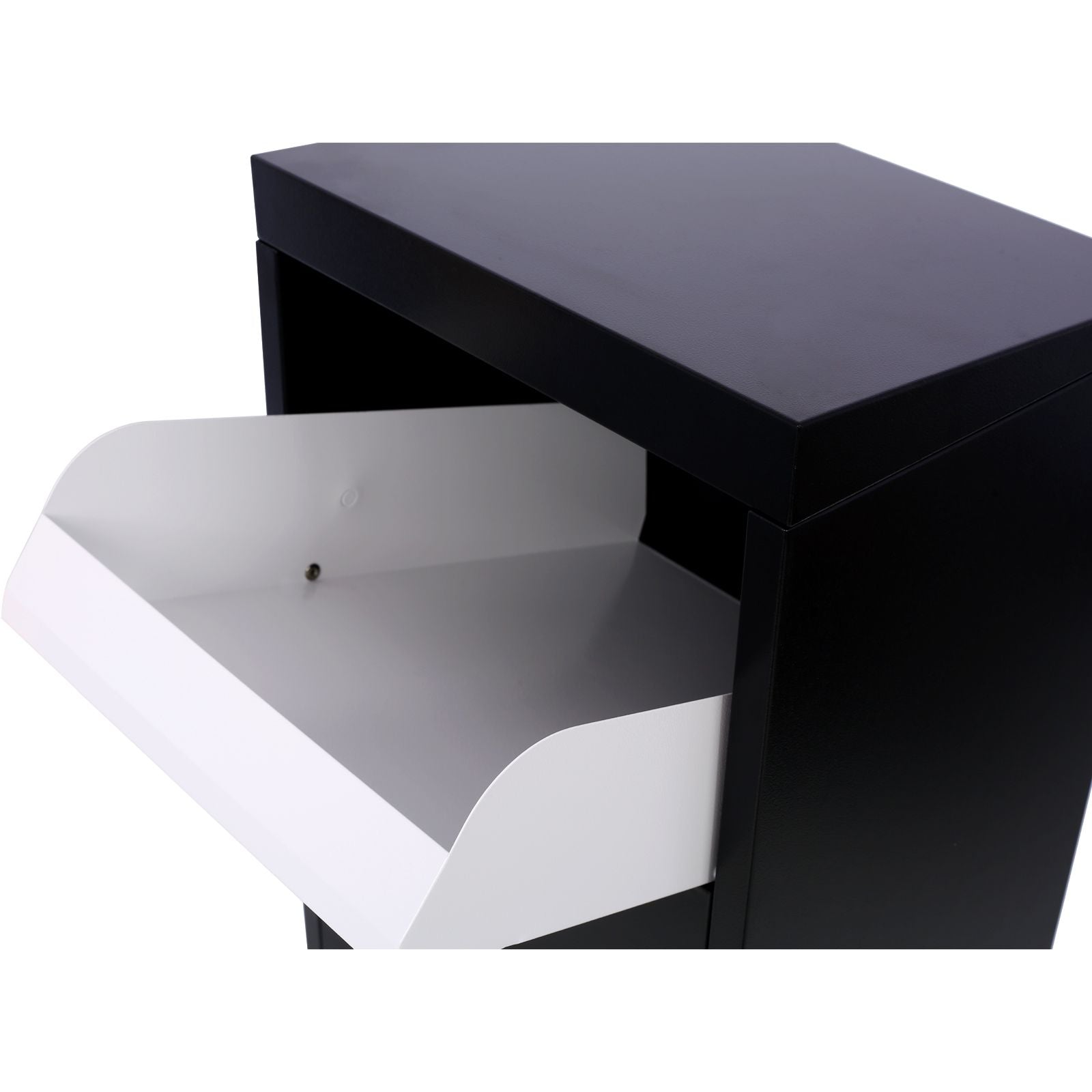 Package Delivery Box, 14'' x 11.3'' x 42'', Galvanized Steel Parcel Mailbox w/Code Lock & Mounting Hardware, for Outdoor Porch, Curbside, Black and White - Discount Msrp 