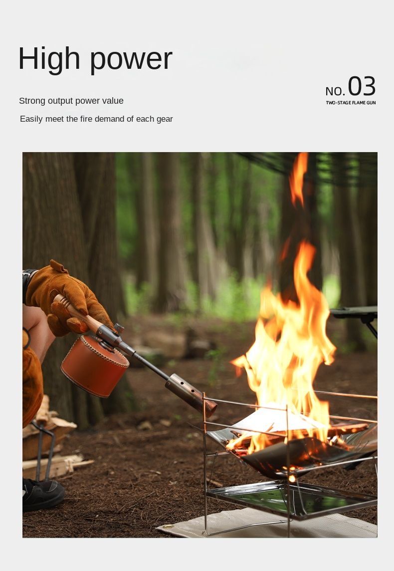 Outdoor camping extended flame-throwing gun stainless steel gun burning pig hair supplies camping straight handle handheld detachable igniter - Discount Msrp 