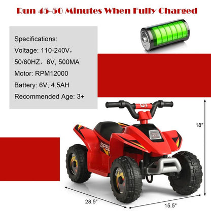 6V Kids Electric ATV 4 Wheels Ride-On Toy - Discount Msrp 