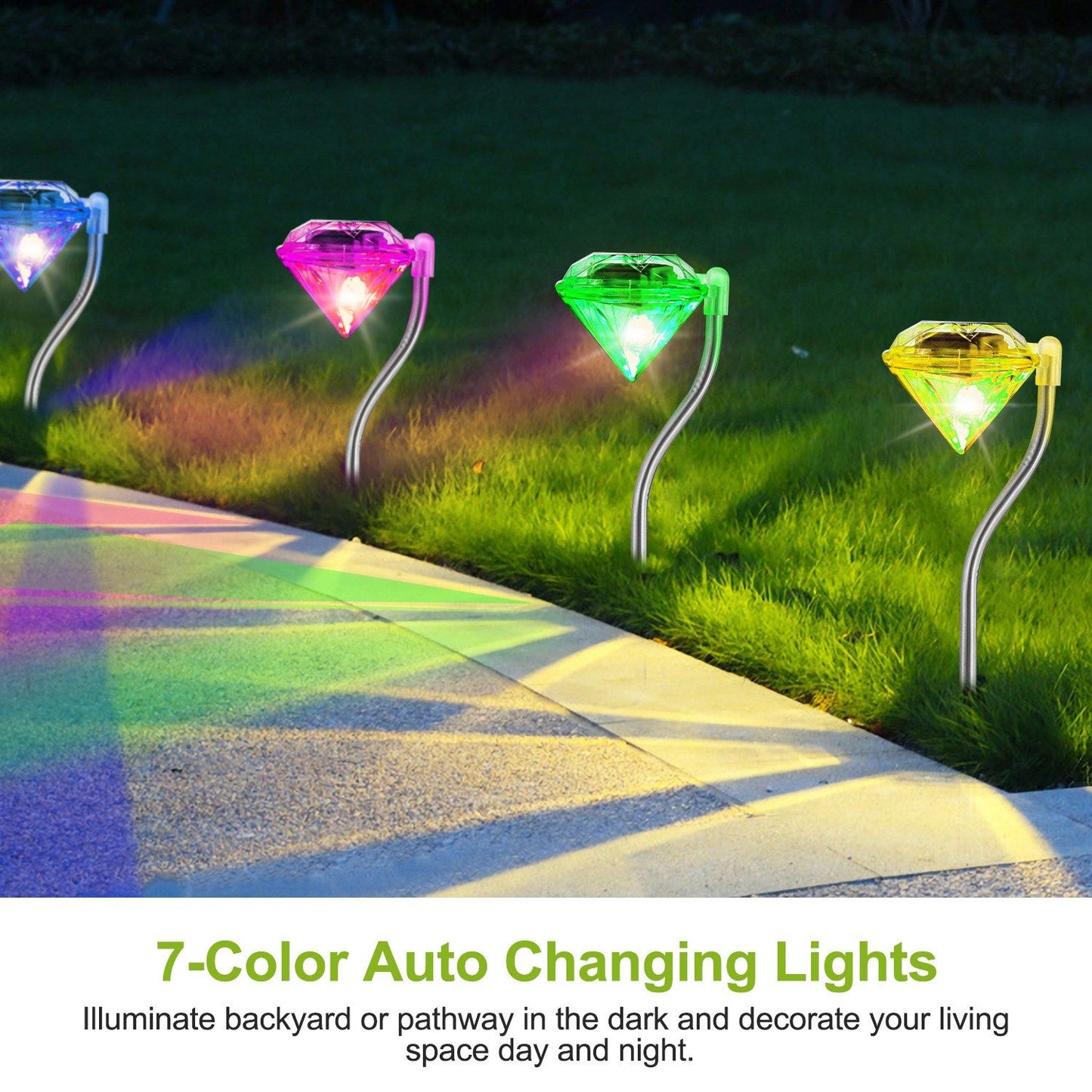 4Pcs Solar Garden Light Outdoor Diamond LED Light IP65 Waterproof Stake Decorative Lamp - Discount Msrp 