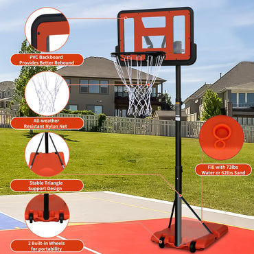 Use for Outdoor Height Adjustable 4.8 to 7.7ft Basketball Hoop 28 Inch Backboard Portable Basketball Goal System with Stable Base and Wheels - Discount Msrp 