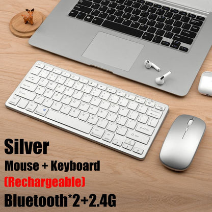Bluetooth 5.0 &amp; 2.4G Wireless Keyboard and Mouse Combo Mini Multimedia Keyboard Mouse Set For Laptop PC TV iPad Macbook Android - Discount Msrp 