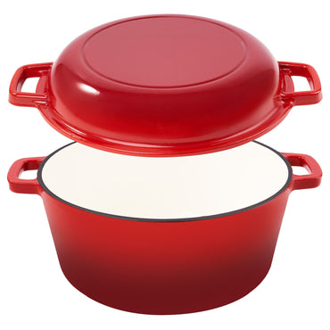 Enameled Cast Iron Dutch Oven with Serving Lid + ENCLOSED THERMAL CIRCLE Design - Discount Msrp 