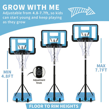 Use for Outdoor Height Adjustable 4.8 to 7.7ft Basketball Hoop 28 Inch Backboard Portable Basketball Goal System with Stable Base and Wheels - Discount Msrp 