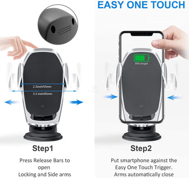 Universal Wireless Car Phone Charger Mount Holder Automatic Clamping - Discount Msrp 