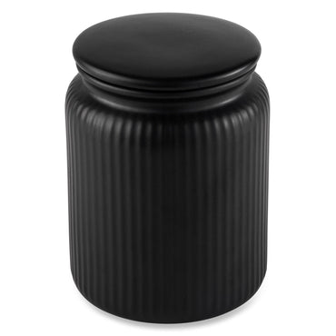 (2 pack) Medium (815mL) Ceramic Ribbed Kitchen Organization Jar, Black - Discount Msrp 