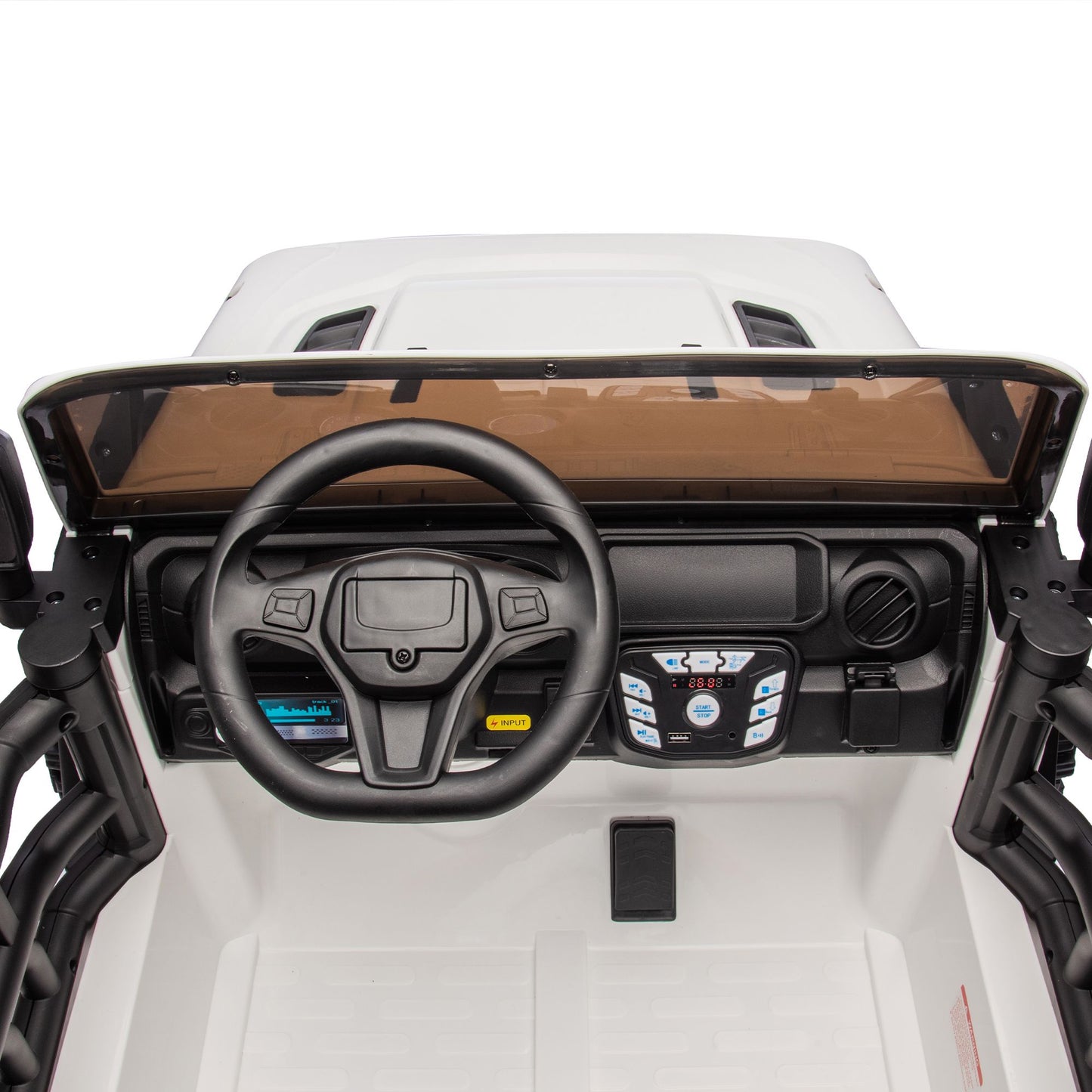 24V Two-seater Kids Ride On Electric Car W/parents control,Seat width 19.69in,400W motor,Four-wheel suspension,light&searchlight,USB,MP3,Bluetooth,Provide a speed of 1.86-4.35MPH for kids of 3+. - Discount Msrp 