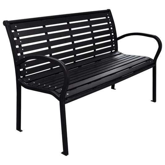 Patio Bench Black 45.7" Steel and WPC - Discount Msrp 