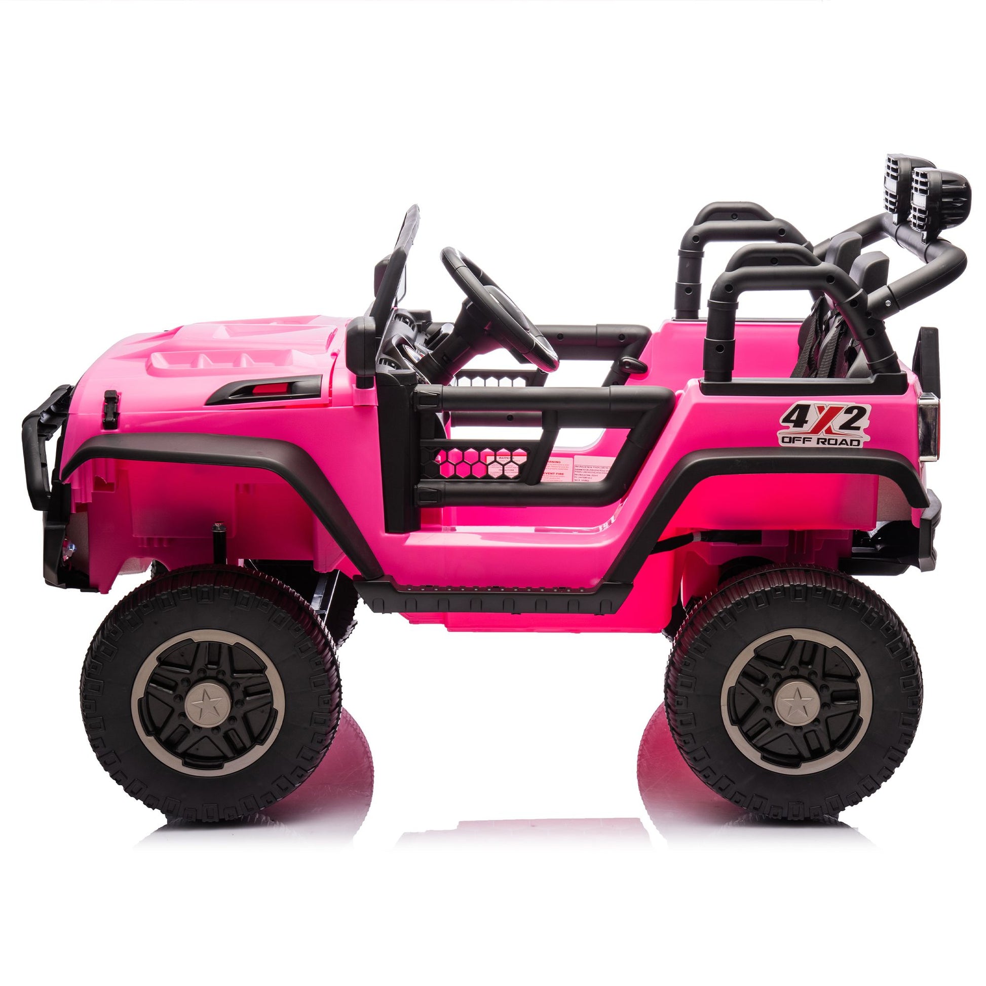 24V Two-Seater Kids Ride On Truck Car W/Parents Control,200w*2,Seat width 20.28in,Four-wheel Suspension,LED Lights,Music,MP3,Bluetooth,Two independent seat belts,Suitable for off-road For Kids Aged 3+ - Discount Msrp 