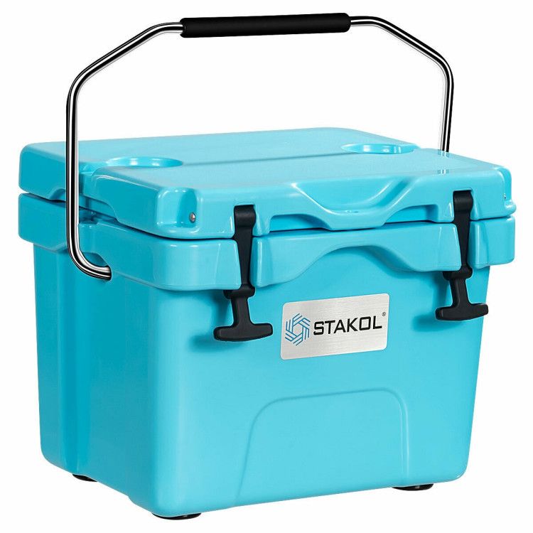 16 Quart 24-Can Capacity Portable Insulated Ice Cooler with 2 Cup Holders - Discount Msrp 