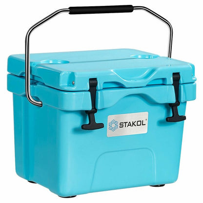 16 Quart 24-Can Capacity Portable Insulated Ice Cooler with 2 Cup Holders - Discount Msrp 