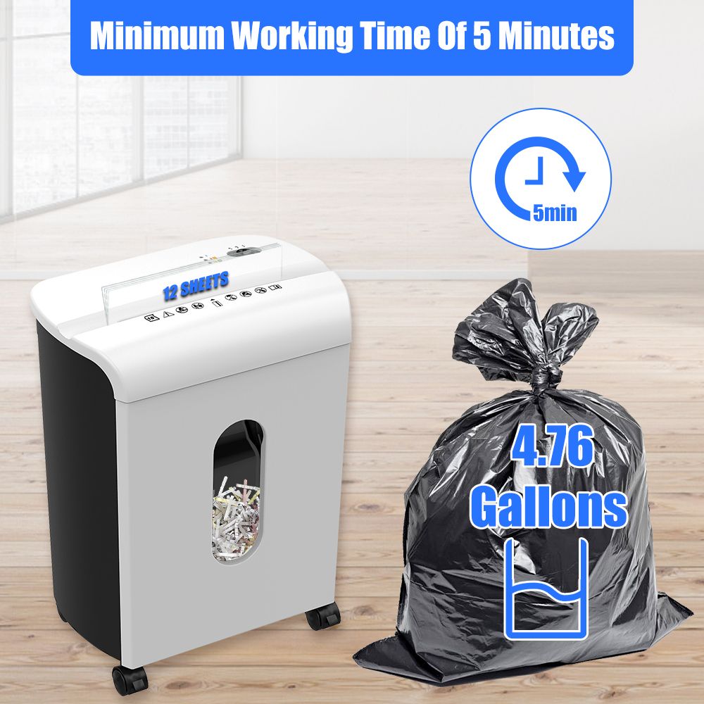 Woolsche Paper Shredder, P-4 Security Level,12-Sheet Cross Cut with 4.76-Gallon Pull Out Bin, Shred Paper and Credit Card/CD for Office Use - Discount Msrp 