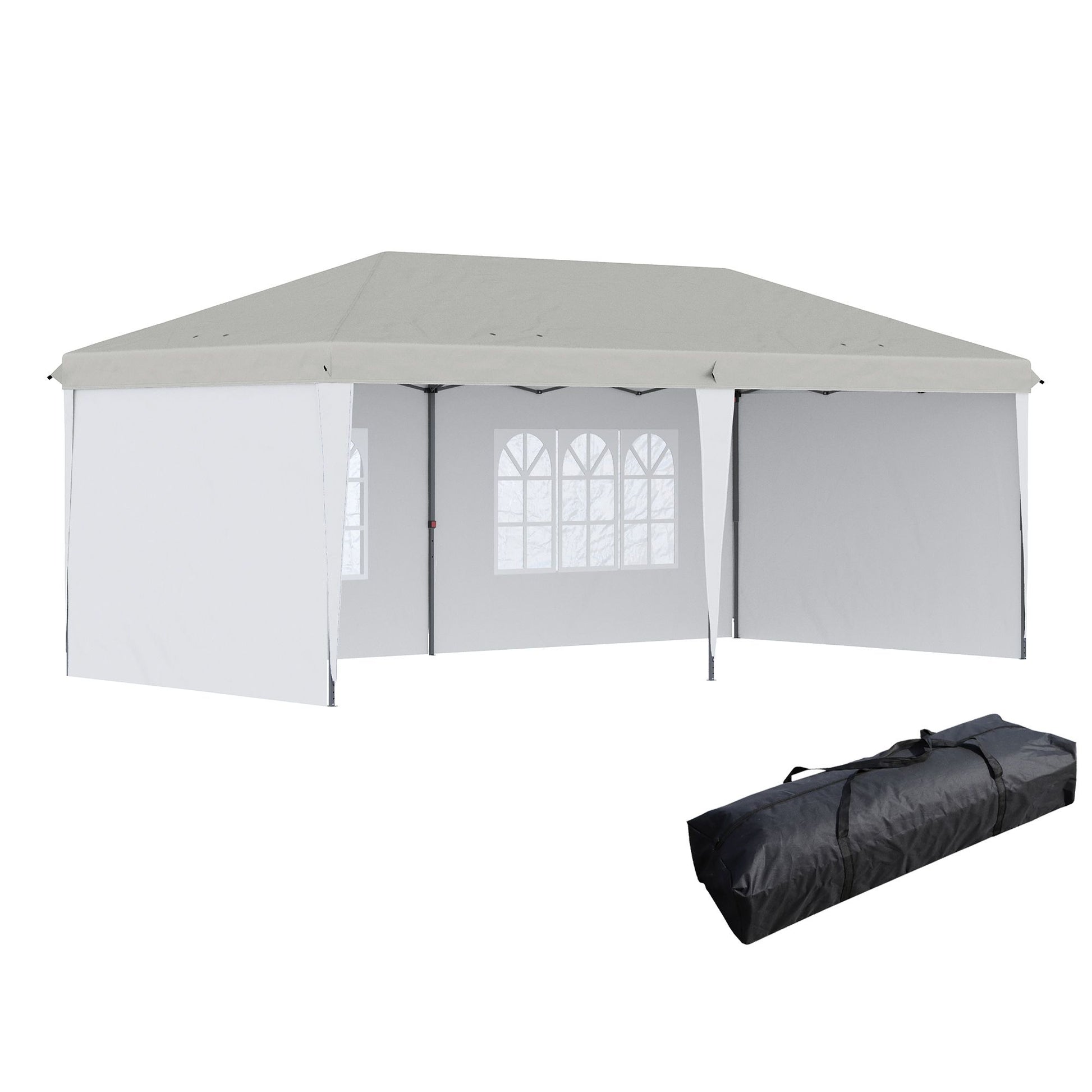 Outsunny 10' x 20' Pop Up Canopy Tent with 4 Sidewalls, Heavy Duty Tents for Parties, Outdoor Instant Gazebo with Carry Bag, for Outdoor, Garden, Patio, White - Discount Msrp 