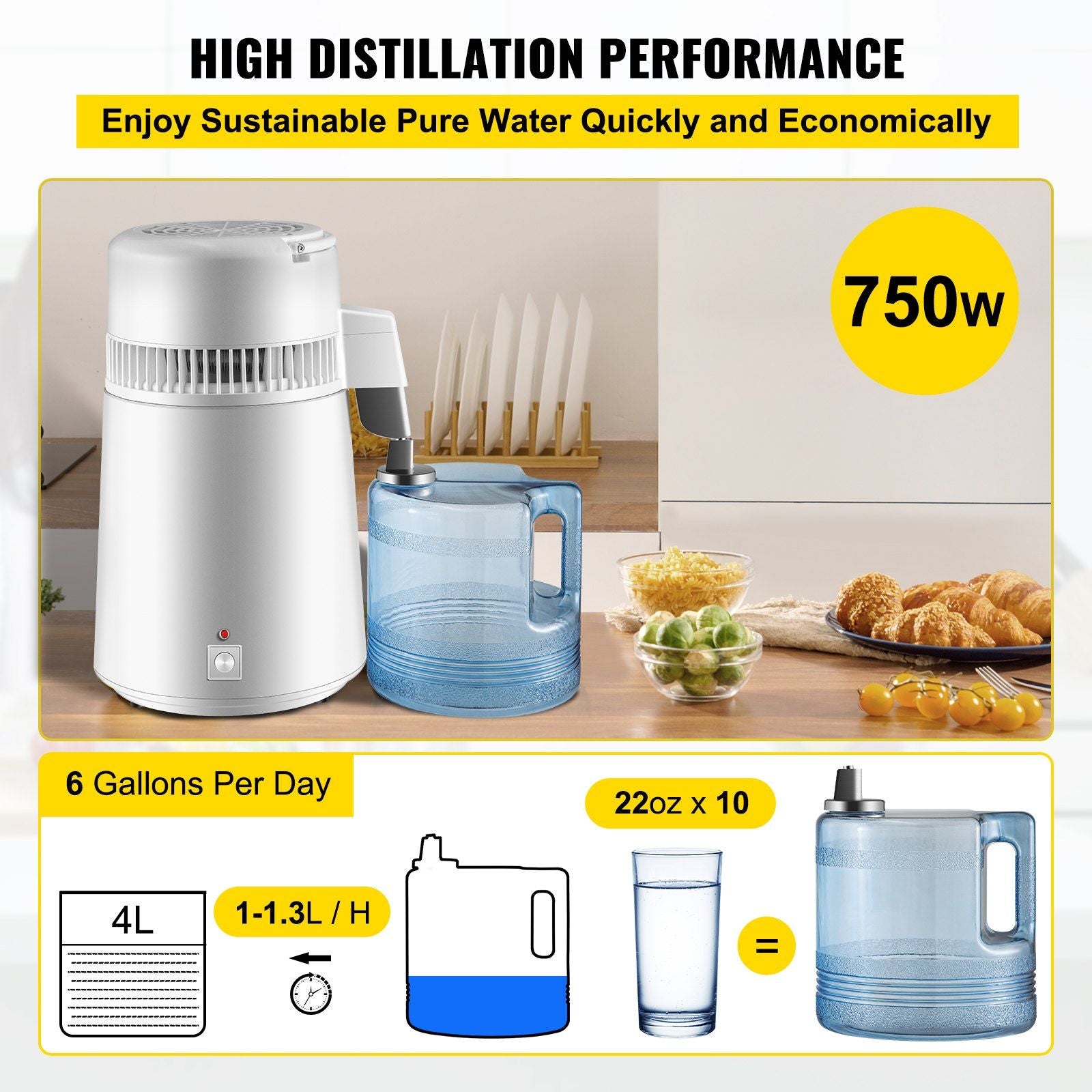 Newest 4L Dental Medical Pure Water Distiller All Stainless Steel Internal - Discount Msrp 