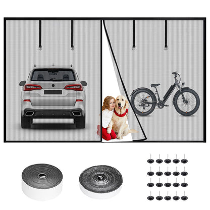 Magnetic Garage Door Screen Single-Car Garage Screen Mesh Fiberglass Garage Net with Magnetic Closure 4 Buckle Straps for One Cars - Discount Msrp 