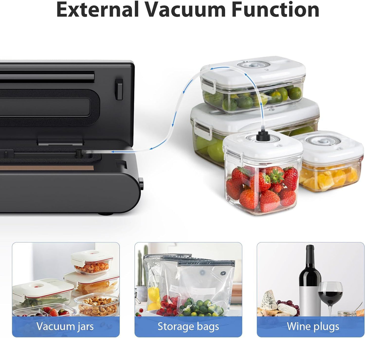 KOIOS Vacuum Sealer Machine, Automatic Food Sealer with Cutter, Dry & Moist Modes, Compact Design Powerful Suction Air Sealing System with 10 Sealing Bags & Air Suction Hose - Discount Msrp 