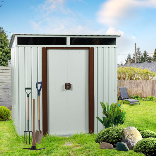 6ft x 5ft Outdoor Metal Storage Shed White - Discount Msrp 