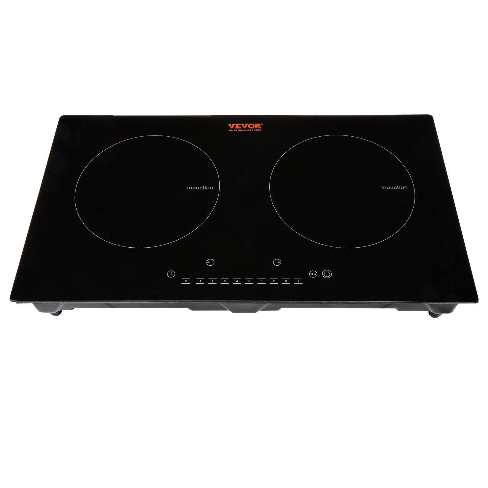 VEVOR Electric Cooktop, 2 Burners, 24'' Induction Stove Top, Built-in Magnetic Cooktop 1800W, 9 Heating Level Multifunctional Burner, LED Touch Screen w/ Child Lock & Over-Temperature Protection - Discount Msrp 