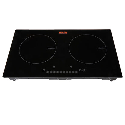 VEVOR Electric Cooktop, 2 Burners, 24'' Induction Stove Top, Built-in Magnetic Cooktop 1800W, 9 Heating Level Multifunctional Burner, LED Touch Screen w/ Child Lock & Over-Temperature Protection - Discount Msrp 