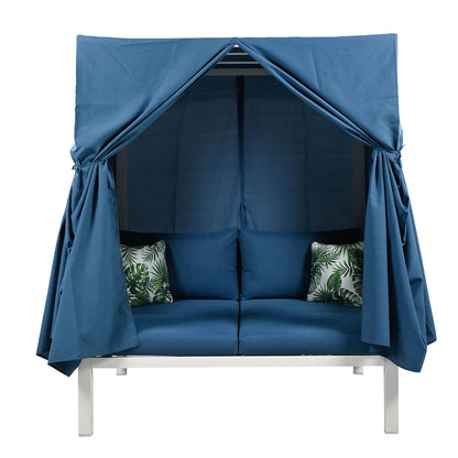 Outdoor Patio Sunbed with Curtains, High Comfort, Suitable for Multiple Scenarios - Discount Msrp 