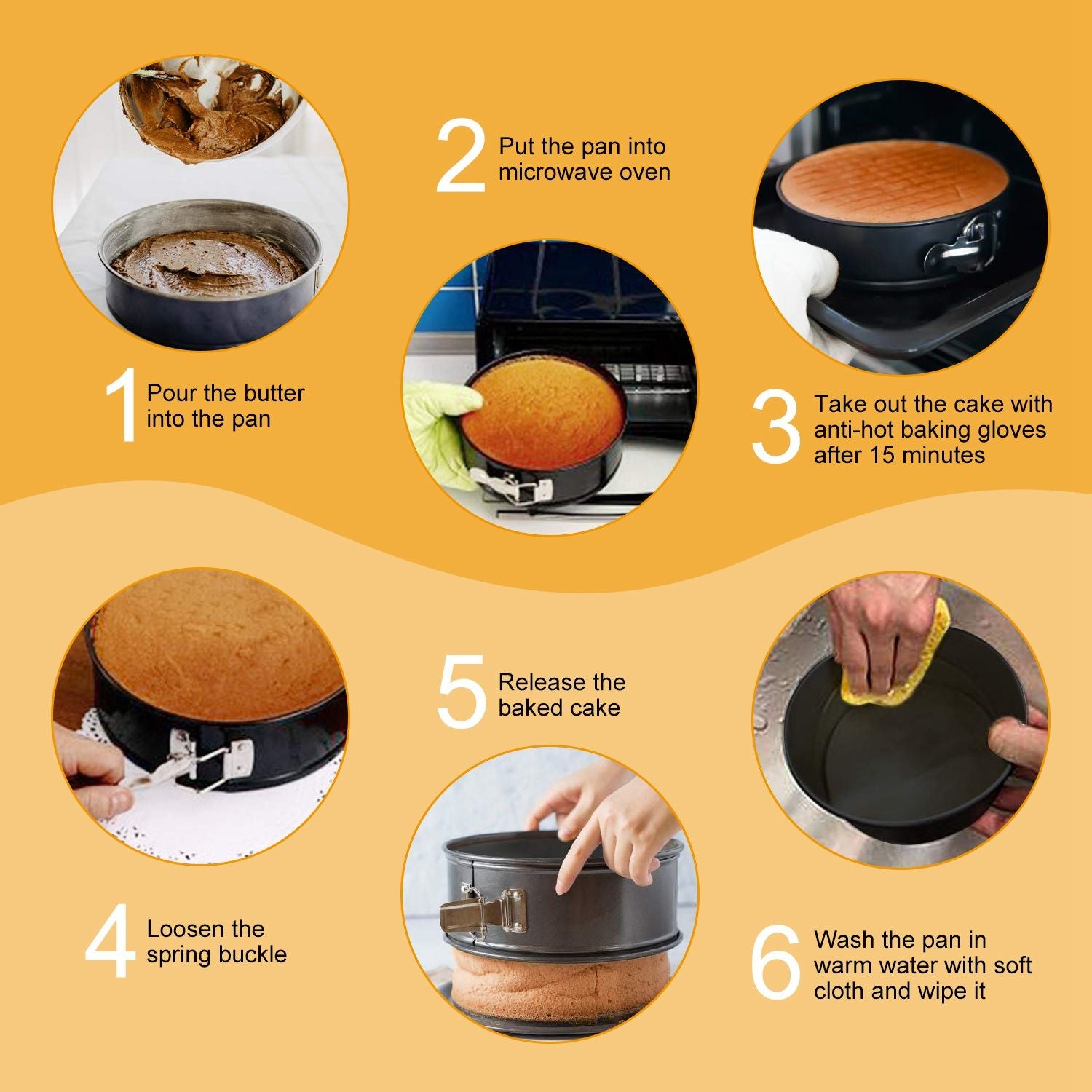 Non Stick Springform Cake Pan Leakproof 9in 10in 11in Bakeware Pan with Removable Bottom 3Pcs Per Set - Discount Msrp 