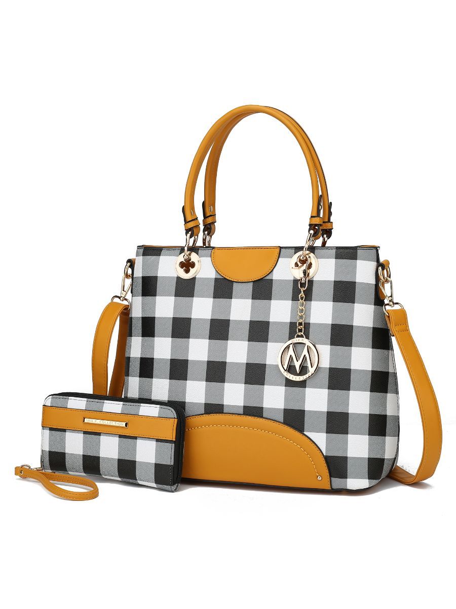 MKF Collection Gabriella Checkers Handbag with Wallet by Mia k - Discount Msrp 