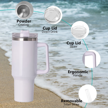 40oz large capacity tumbler With Handle And Straw Lid, Insulated Reusable Stainless Steel Water Bottles Travel Mug Coffee Cup car cup water cup For Men Women Outdoor Camping Driving, gift - Discount Msrp 