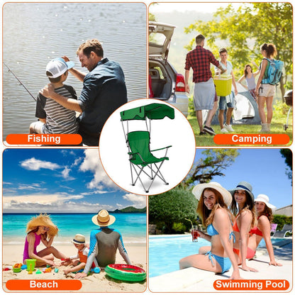 Foldable Beach Canopy Chair Sun Protection Camping Lawn Canopy Chair 330LBS Load Folding Seat - Discount Msrp 