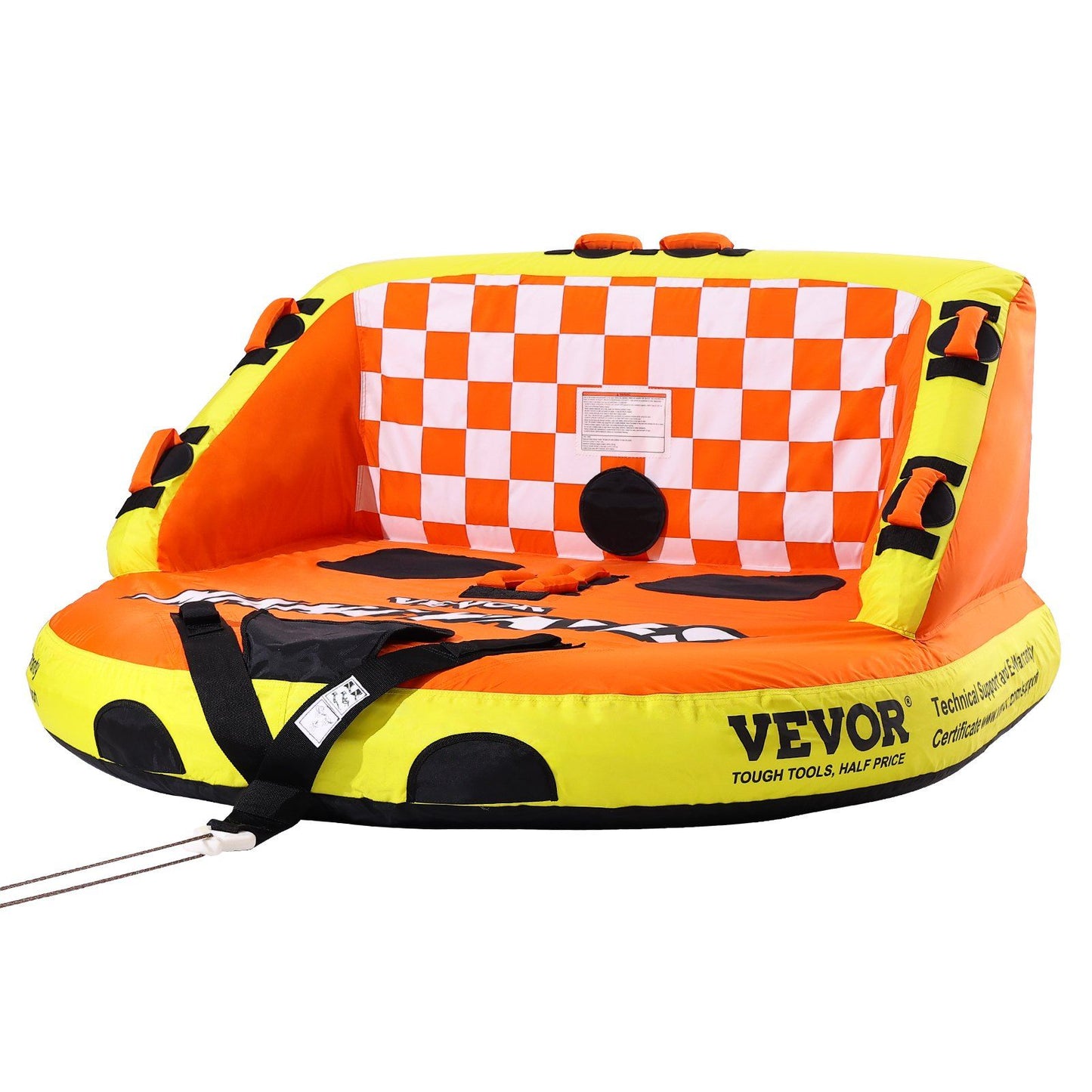 VEVOR Towable Tube for Boating, 1-2 Riders Inflatable Towable Tubes with Deck Seats and Backrest, 340 lbs Water Sport Tube for Boat to Pull, Full Nylon Cover, EVA Grab Handles and Speed Safety Valve - Discount Msrp 