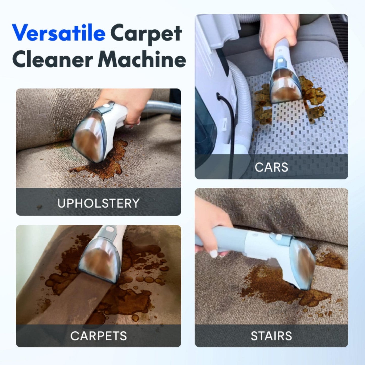 Carpet Cleaner Machine, Upholstery Portable StainRemover, Ordor & Stain & Spot Removr, Perfect for Pet Hair, Carpet, Area Rugs, Car and Coches, Strong Suction, White - Discount Msrp 