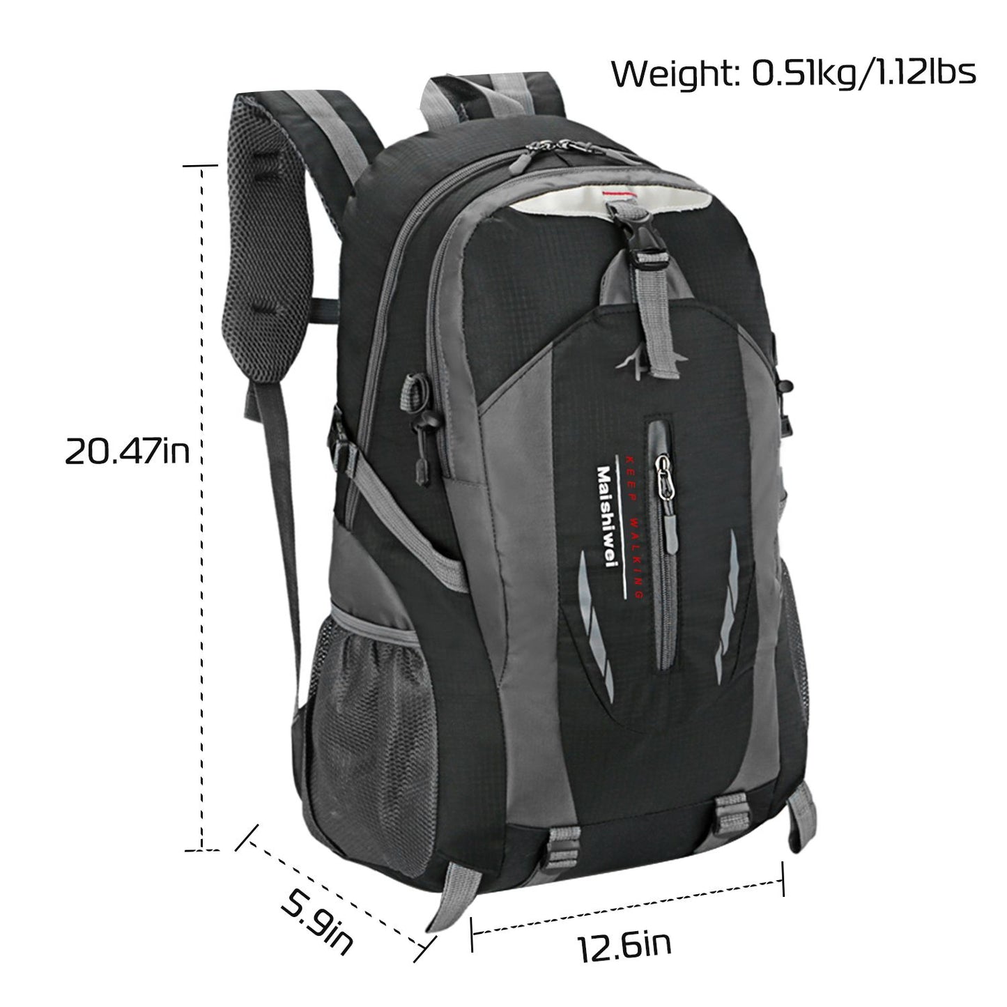 36L Travel Backpack Waterproof Hiking Daypack with Multiple Compartments and Pockets, Nylon Backpack for Camping - Discount Msrp 