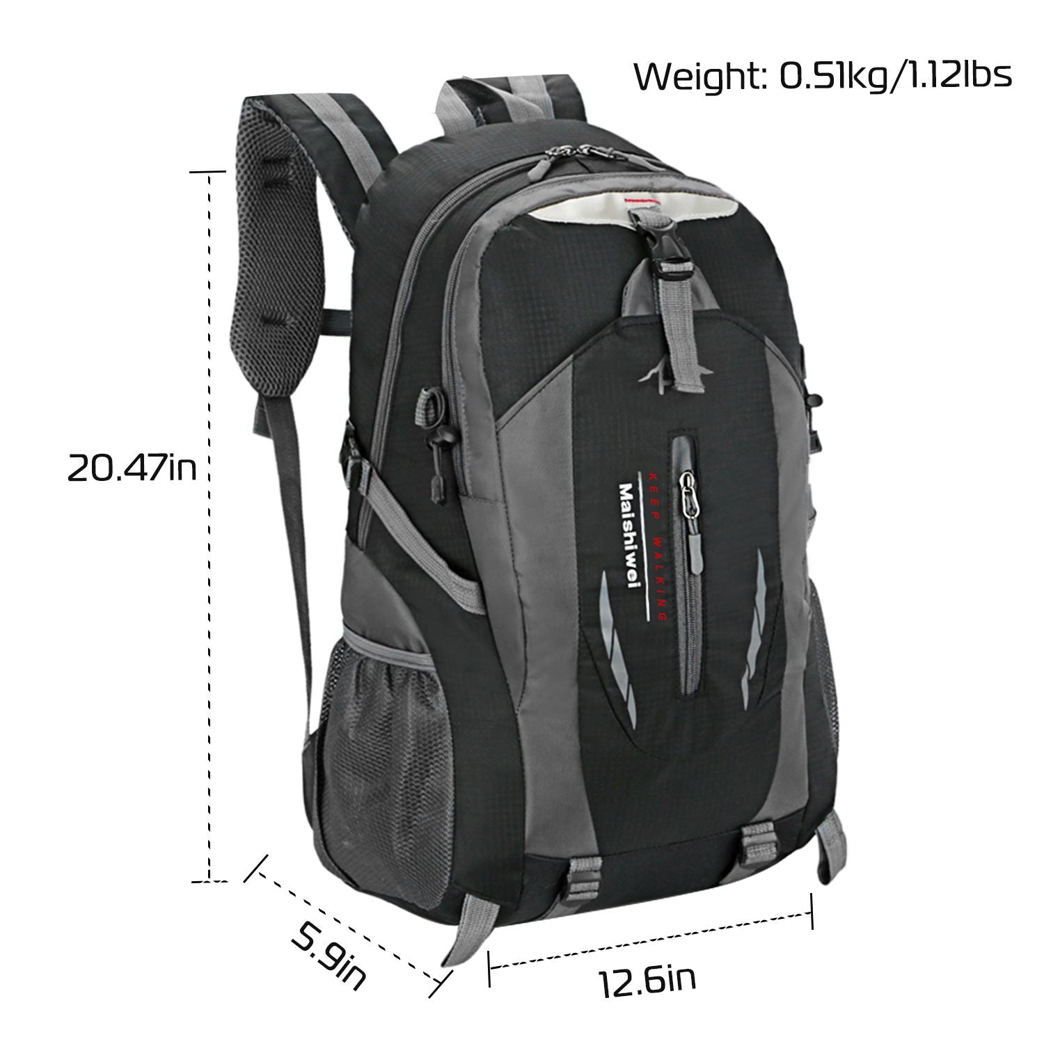 36L Travel Backpack Waterproof Hiking Daypack with Multiple Compartments and Pockets, Nylon Backpack for Camping - Discount Msrp 