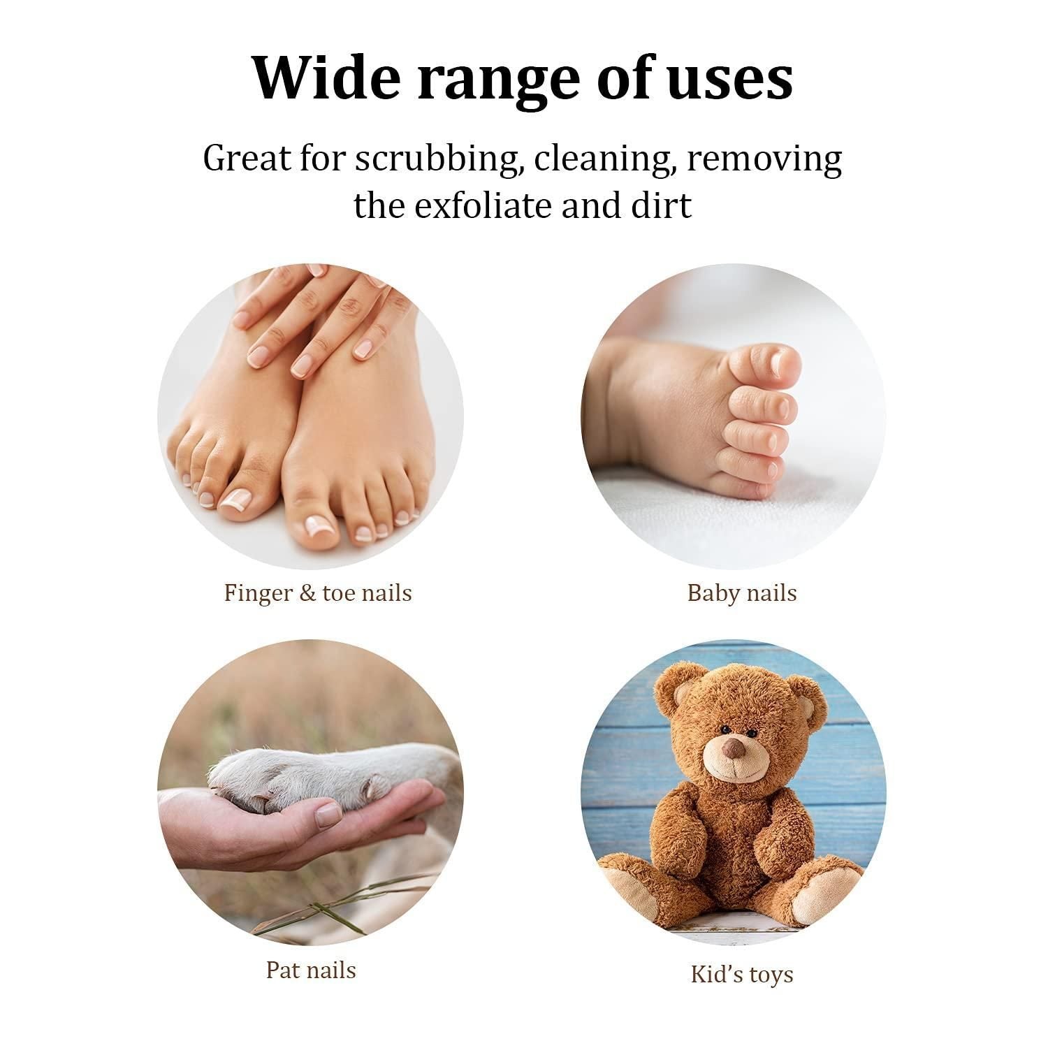 Wooden Cleaning Finger Nail Brush with Nylon Charcoal Bristles & Hanging Rope Double Sided Fingernail Brush for Scrubbing Fingernails and Toes Beechwood - Discount Msrp 