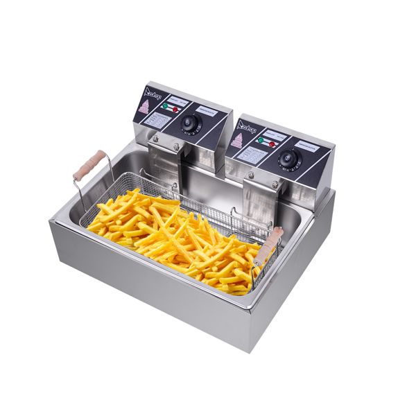 [Replace the old encoding 82308600]Eh83O 110V Oil Consumption 12.7Qt/12L Oil Pan Total Capacity 23.26Qt/22L Stainless Steel Large Single-Cylinder Electric Fryer 5000W Max - Discount Msrp 