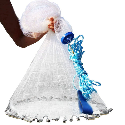 Fishing Cast Net Bait Trap Easy Throw Heavy Duty Hand Cast Net with Chain Sinker Bottom Spread - Discount Msrp 