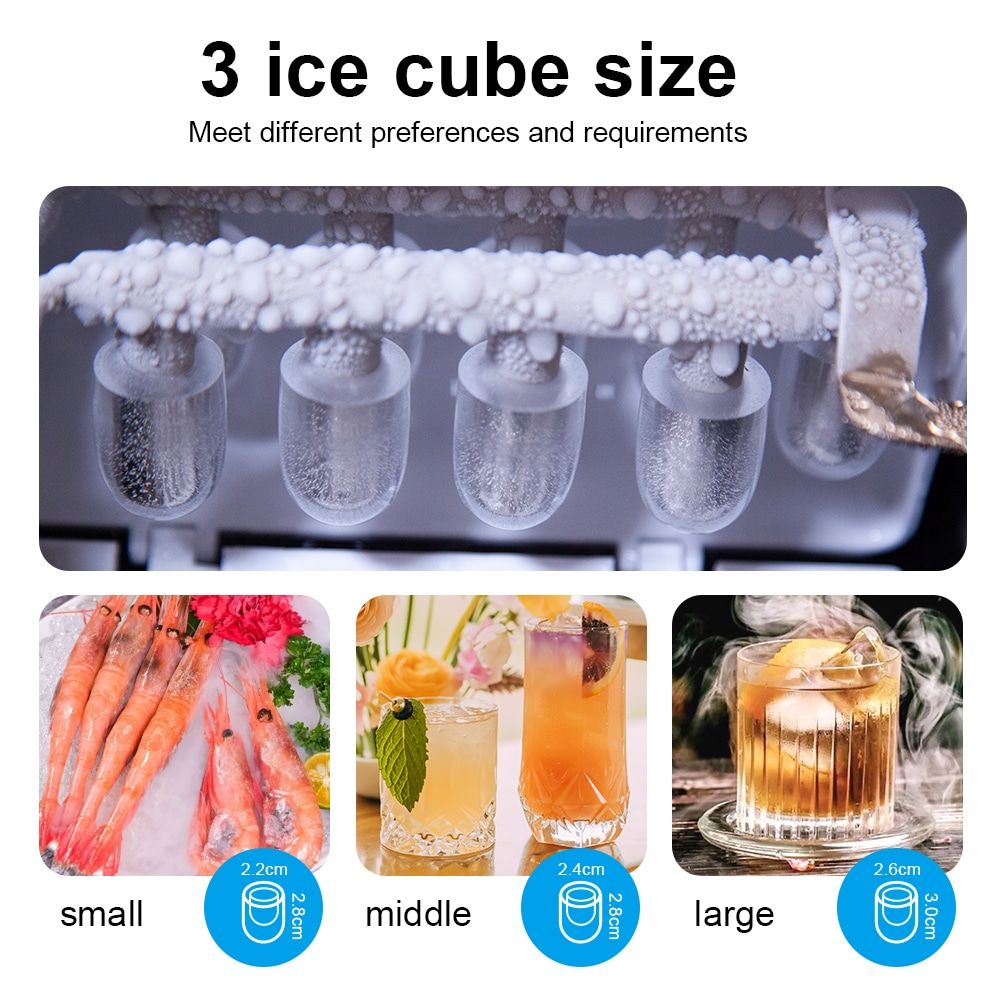 Countertop Ice Maker with 9 Bullet Ice in 7 Mins, Portable Ice Machine with Ice Scoop and Basket , 26.5lbs/24H, Self-Cleaning,Stainless,for Home Office Bar Party - Discount Msrp 