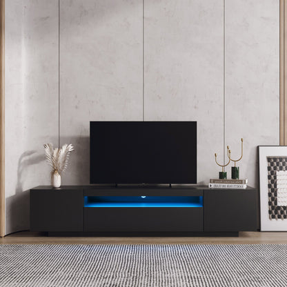 TV Cabinet Wholesale, Black TV Stand with Lights, Modern LED TV Cabinet with Storage Drawers, Living Room Entertainment Center Media - Discount Msrp 