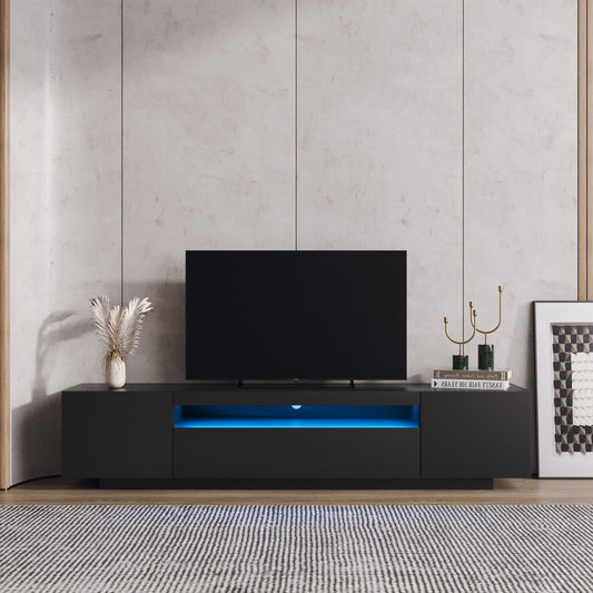 TV Cabinet Wholesale, Black TV Stand with Lights, Modern LED TV Cabinet with Storage Drawers, Living Room Entertainment Center Media - Discount Msrp 
