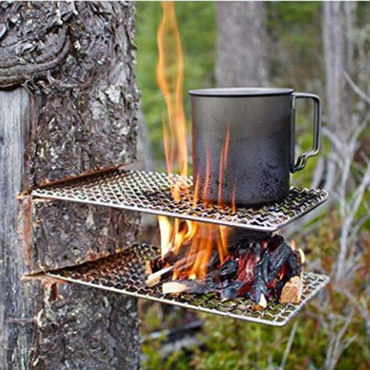 Outdoor Camping Pot Rack Square 304 Stainless Steel Barbecue Mesh Simple Firewood Stove Barbecue Rack - Discount Msrp 