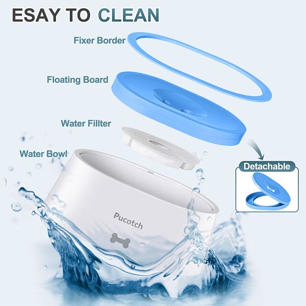 Dog Water Bowl No Spill 2L/70oz Spill Proof Dog Water Bowl Slow Water Feeder for Dogs No Splash Pet Water Bowl Dispenser for Messy Drinkers Vehicle Travel Dog Water Bowl,BPA Free - Discount Msrp 